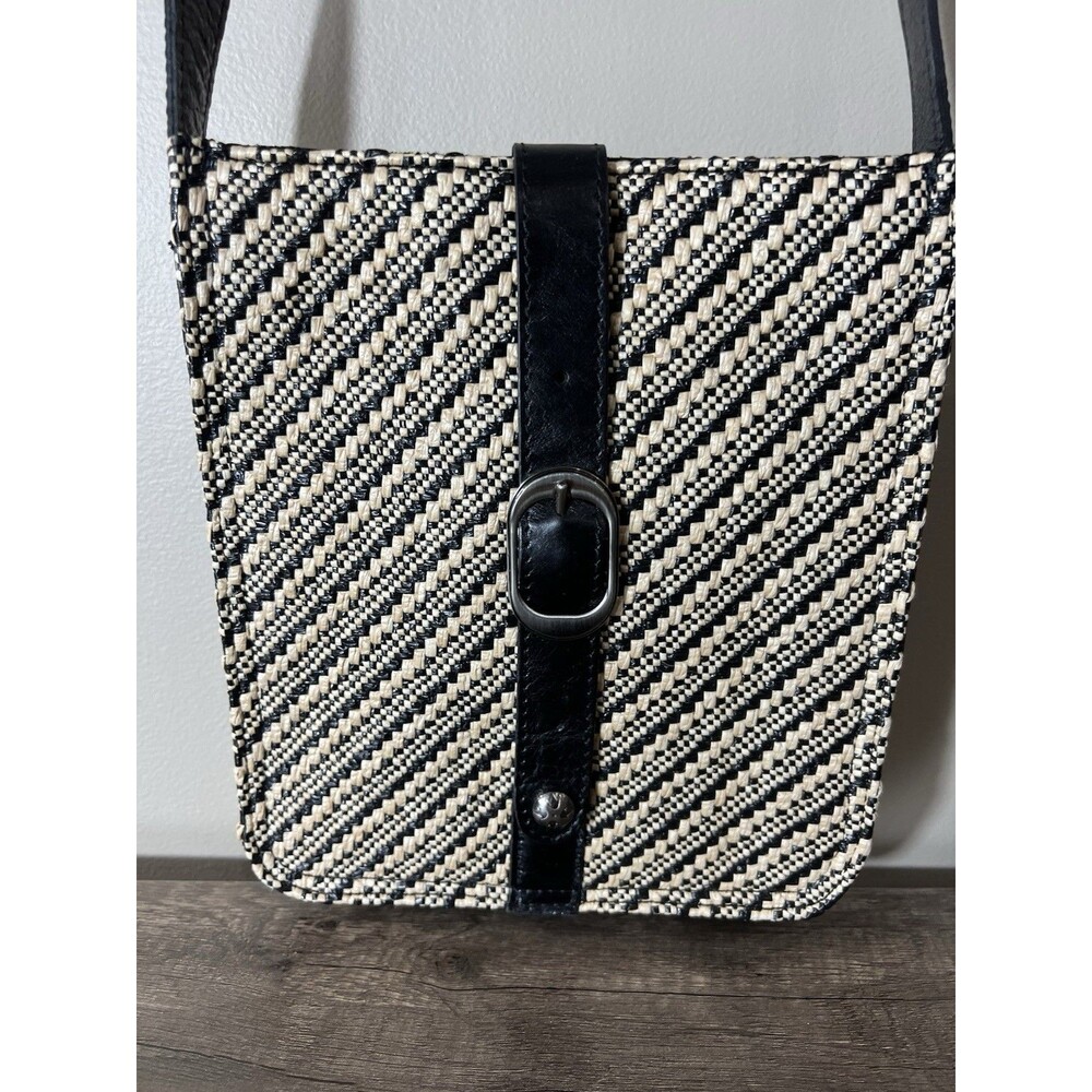 PATRICIA NASH Crossbody Bag Black Beige Woven Venezia Bohemian Purse P288286